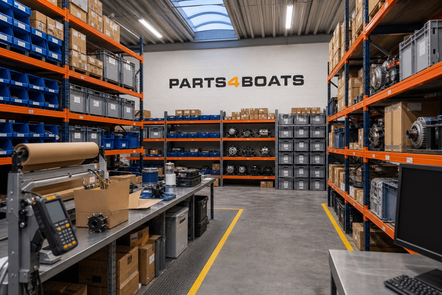 Espace de travail et processus d’emballage de Parts4Boats