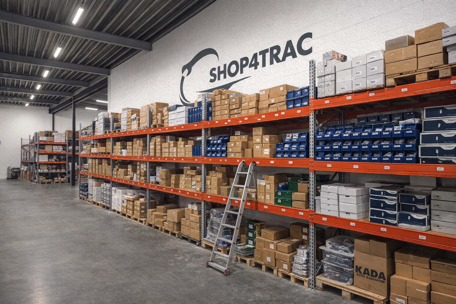 Rayonnage d'entrepôt avec stock Shop4Trac