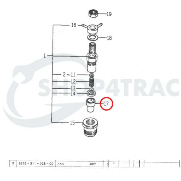 Buse de pulvérisateur (injecteur) Beta Marine Beta 28 / Beta 30 – Nanni N3.30 – Universal M-25XPB