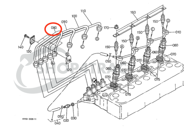Tuyau d’injection / tuyau de pression 16271-53732 Beta Marine Beta 28 / Beta 30 – Nanni N3.30 – Universal M-25XPB