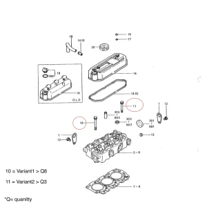 Boulon de culasse Solé Diesel Mini 26 – Vetus M3.09 | M3.28 – Craftsman Marine CM3.27 – JF Marine Power JF6-1500