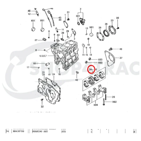Jeu de coussinets principaux Solé Diesel Mini 26 – Vetus M3.09 | M3.28 – Craftsman Marine CM3.27 – JF Marine Power JF6-1500