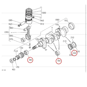 Ensemble de coussinets principaux Beta Marine Beta 28 | Beta 30 | Beta 35 | Beta 38 – Nanni N3.30 | N4.38 – Universal M-25XPB | M-35B