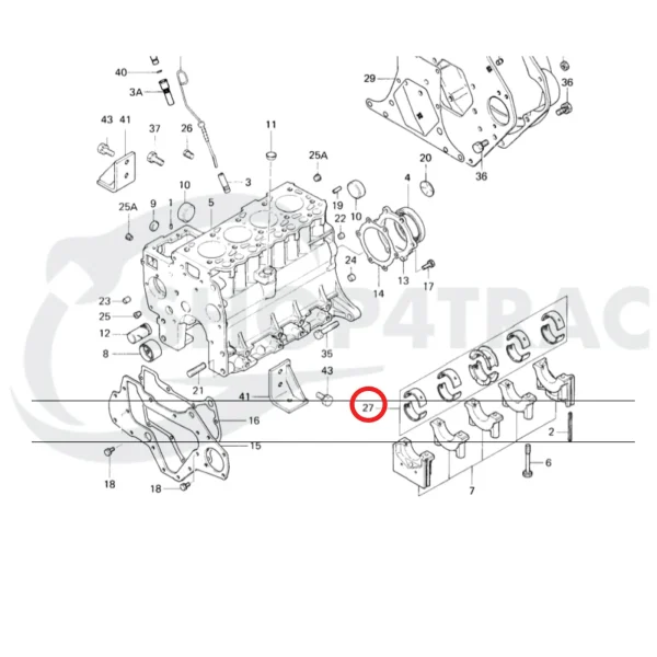 Ensemble de paliers principaux Solé Diesel Mini 44 | Mini 55 – Vetus M4.15 | M4.17 – Craftsman Marine CM4.42 – JF Marine Power JF15