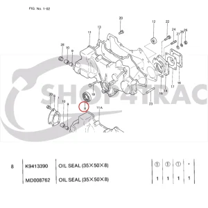 Joint d'étanchéité du vilebrequin avant Solé Diesel Mini 33 | Mini 44 | Mini 55 – Vetus M4.15 | M4.17 – Craftsman Marine CM4.42 – JF Marine Power JF10 | JF15