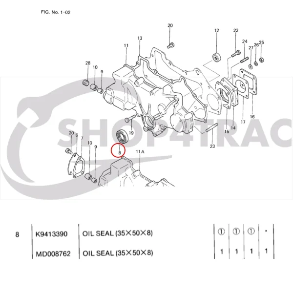 Joint d’étanchéité du vilebrequin avant Solé Diesel Mini 33 | Mini 44 | Mini 55 – Vetus M4.15 | M4.17 – Craftsman Marine CM4.42 – JF Marine Power JF10 | JF15