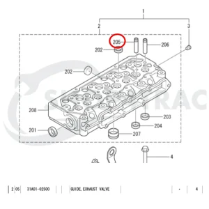 Guide de soupape d'échappement Solé Diesel Mini 33 | Mini 44 | Mini 55 – Vetus M4.15 | M4.17 – Craftsman Marine CM4.42 – JF Marine Power JF10 | JF15