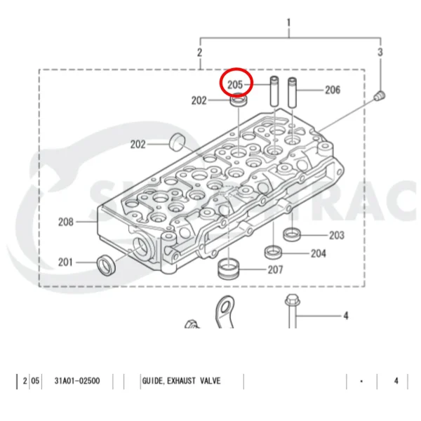 Guide de soupape d’échappement Solé Diesel Mini 33 | Mini 44 | Mini 55 – Vetus M4.15 | M4.17 – Craftsman Marine CM4.42 – JF Marine Power JF10 | JF15