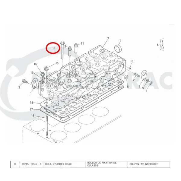 Vis de culasse Universal M-25 | M-25XP | M-35 | M-35A – Nanni 3.90HE | 4.110HE – Renault Marine D950