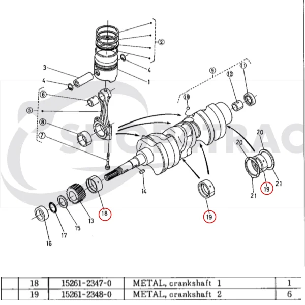 Jeu de coussinets de palier principal Universal M-25 | M-25XP – Nanni 3.90HE – Renault Marine D950 +0,20mm