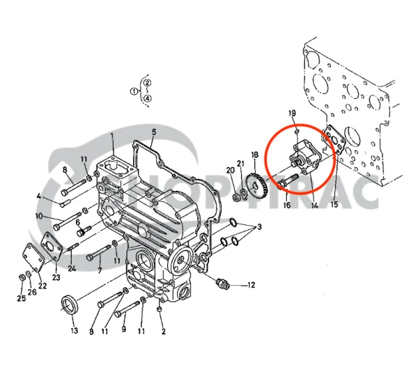 Pompe à huile moteur Universal M15 | M-25 | M-25XP | M-35 – Nanni 3.90HE | 4.110HE – Renault Marine D950
