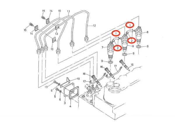 Tuyau de retour de fuite Universal M-25 | M-25XP – Nanni 3.90HE – Renault Marine D950