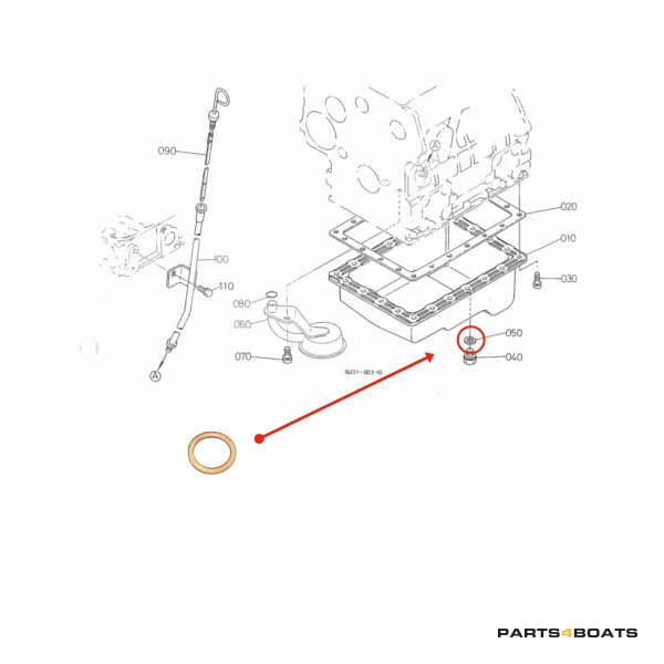 Bague d’étanchéité en cuivre bouchon de vidange – Beta Marine Beta 10/14/20 | Nanni N2.10/N2.14/N3.21
