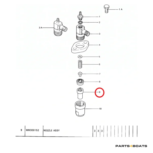Nez d’injecteur Solé Diesel Mini 18 | Mini 23 | Mini 32 | Mini 34 – Vetus M3.10 | M4.14 – Meiki