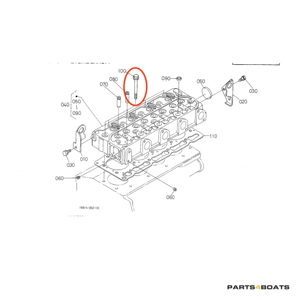 Boulon de culasse Beta Marine Beta 28 | Beta 30 | Beta 35 | Beta 38 – Nanni N3.30 | N4.38 – Universal M-25XPB | M-35B