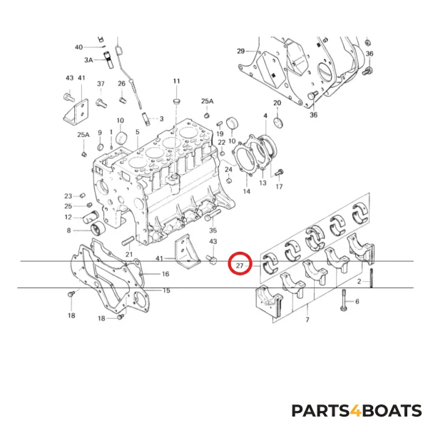 Ensemble de paliers principaux Solé Diesel Mini 44 | Mini 55 – Vetus M4.15 | M4.17 – Craftsman Marine CM4.42 – JF Marine Power JF15