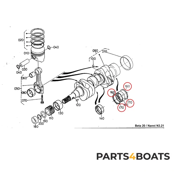 Jeu de butées axiales / roulements axiaux – Beta Marine Beta 10 / Beta 14 / Beta 20 | Nanni N2.10 / N2.14 / N3.21