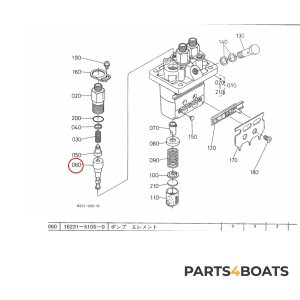 Piston / élément d’injection Beta Marine Beta 28 / Beta 30 – Nanni N3.30 – Universal M-25XPB