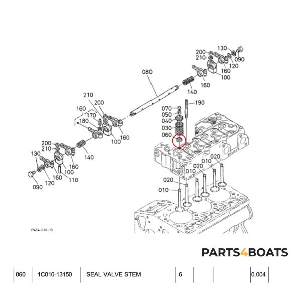 Joints de tige de soupape Beta Marine Beta 35 | Beta 38 – Nanni N4.38 – Universal M-35B
